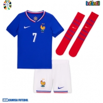 Camisa de Futebol França Antoine Griezmann #7 Equipamento Principal Infantil Europeu 2024 Manga Curta (+ Calças curtas)